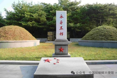 中国驻朝鲜使馆祭扫顺安中国人民志愿军烈士陵园